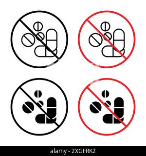 Smettere di utilizzare la raccolta di set di logo vettoriali di farmaci illegali per l'interfaccia utente dell'app Web Illustrazione Vettoriale