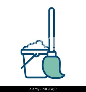 modello di disegno vettoriale dell'icona mop su sfondo bianco Illustrazione Vettoriale