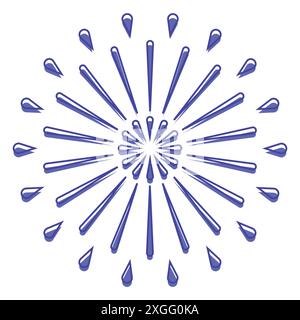 Sunburst , fuochi d'artificio, icona scintillante in stile liner Illustrazione Vettoriale