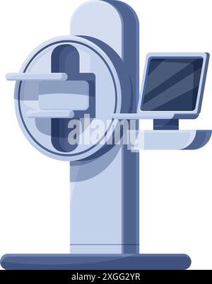 Moderno scanner medico per tomografia computerizzata con display per la diagnosi Illustrazione Vettoriale