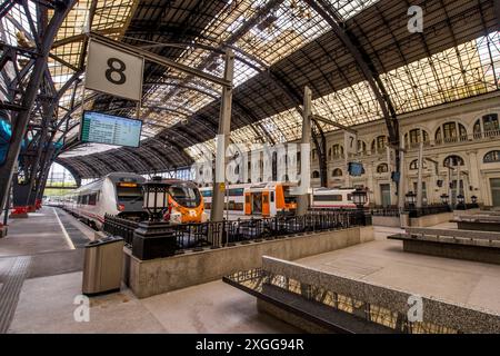 L'interno della stazione ferroviaria Estacio de Franca, Barcellona, Catalogna, Spagna, Europa Foto Stock