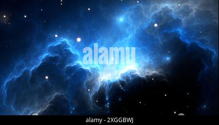 Nebulosa spazio fantasy. Nuvola interstellare gigante con stelle. Illustrazione 3D Foto Stock