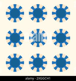 Illustrazione delle Blue poker chips. Icone piatte 2D. Foto Stock