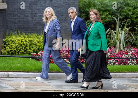 Londra, Regno Unito. 9 luglio 2024. Il sindaco del West Yorkshire Tracy Brabin, Sadiq Khan e Claire Ward arrivano al 10 di Downing Street per la prima tavola rotonda. Credito: SOPA Images Limited/Alamy Live News Foto Stock