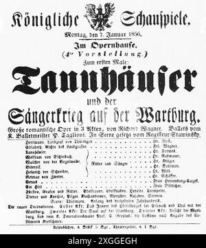 teatro/teatro, opera, "Tannhaeuser", di Richard Wagner, spettacolo teatrale, Royal Theatre, Berlino, 7,1.1856, ULTERIORI DIRITTI-CLEARANCE-INFO-NON-DISPONIBILI Foto Stock