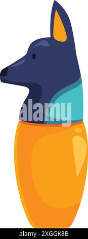 Testa di dio del cartone animato anubis che indossa un costume arancione, perfetto per progetti legati all'antico egitto Illustrazione Vettoriale