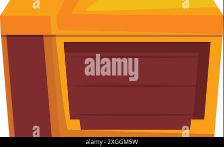 Scrigno in legno chiuso con cornice dorata per il design dell'interfaccia utente nei videogiochi Illustrazione Vettoriale
