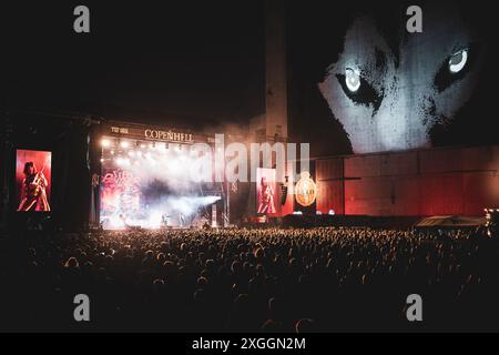 DANIMARCA COPENAGHEN, COPENHELL FESTIVAL 19 GIUGNO: La band americana Steel Panther, che si esibisce dal vivo al Copenhell Festival 2024 Foto Stock