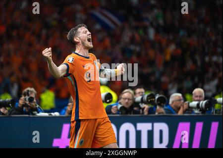 BERLINO, GERMANIA - 6 LUGLIO 2024: Euro 2024 partita dei quarti di finale Nederlands vs Turchia (Turkiye) 2:1. Joy Wout Weghorst Foto Stock