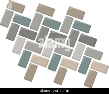 Consistenza senza cuciture di lastre rettangolari in diverse tonalità di grigio e beige, formando un classico motivo a spina di pesce Illustrazione Vettoriale