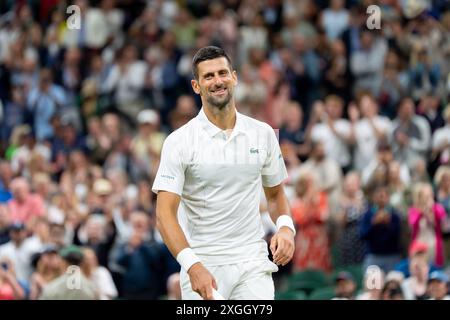 LONDRA, REGNO UNITO - 8 LUGLIO: Novak Djokovic della Serbia l'8 2024 luglio 2024 a Londra, Regno Unito. (Foto di Marleen Fouchier/BSR Agency) Foto Stock