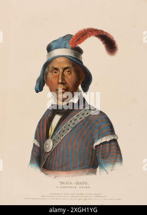 Yaha-Hajo. A Seminole Chief 1842, Indianer, Historische Indianerstämme aus Nordamerika, Charles Bird King 1785 - 1862, Historisch, digital restauriert Foto Stock