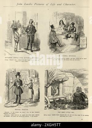 Cartone illustrativo vintage di John Leech, Pictures of Life and Character, Victorian Humor, metà del XIX secolo Foto Stock