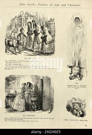 Cartone illustrativo vintage di John Leech, Pictures of Life and Character, Victorian Humor, metà del XIX secolo Foto Stock