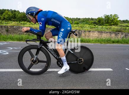 David Gaudu, Groupama-FDJ, 2024 Tour de france tappa 7 orario da Nuits-Saint-Georges a Gevrey-Chambertin, Borgogna, Francia. Foto Stock