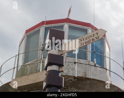 Un cartello che indica la distanza da Sydney. Capo di buona speranza, Sud Africa Foto Stock