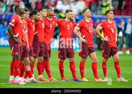 Dusserdolf, Germania. 6 luglio 2024. Giocatori svizzeri durante la partita UEFA Euro 2024 tra Inghilterra e Svizzera. Quarti di finale, giocati allo stadio Dusserdolf Arena il 6 luglio 2024 a Dusserdolf, in Germania. (Foto di Sergio Ruiz/PRESSINPHOTO) credito: PRESSINPHOTO SPORTS AGENCY/Alamy Live News Foto Stock