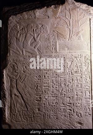 Belle arti, Egitto, bassorilievo, parete dalla tomba dell'orafo Imeneminet, Saqqara, XV secolo a.C., il COPYRIGHT DELL'ARTISTA NON DEVE ESSERE CANCELLATO Foto Stock