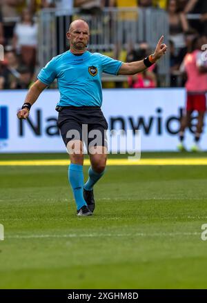 Columbus, Oh, Stati Uniti. 6 luglio 2024. L'arbitro Ted Unkel ufficializza la partita Columbus Crew vs Toronto FC al Lower.com Field di Columbus, OHIO. (Credit Image: © Walter G. Arce Sr./ASP via ZUMA Press Wire) SOLO PER USO EDITORIALE! Non per USO commerciale! Foto Stock