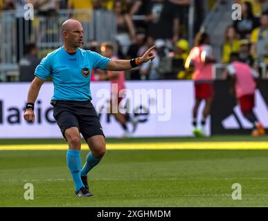 Columbus, Oh, Stati Uniti. 6 luglio 2024. L'arbitro Ted Unkel ufficializza la partita Columbus Crew vs Toronto FC al Lower.com Field di Columbus, OHIO. (Credit Image: © Walter G. Arce Sr./ASP via ZUMA Press Wire) SOLO PER USO EDITORIALE! Non per USO commerciale! Foto Stock