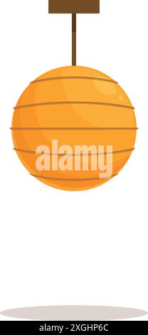 La plafoniera rotonda arancione è sospesa e diffonde una luce calda Illustrazione Vettoriale