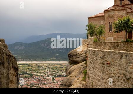 I grandi monasteri di Meteora nella Grecia settentrionale Foto Stock