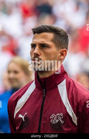 Remo Freuler (Svizzera) durante la partita di UEFA Euro Germania 2024 tra Inghilterra 6-4 Svizzera alla Dusseldorf Arena il 6 luglio 2024 a Dusseldorf, Germania. Crediti: Maurizio Borsari/AFLO/Alamy Live News Foto Stock