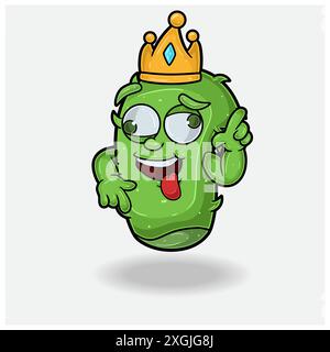 Cartoon personaggio di aloe vera Mascot con espressione pazza. Per marchio, etichetta, imballaggio e prodotto. Illustrazioni vettoriali Illustrazione Vettoriale