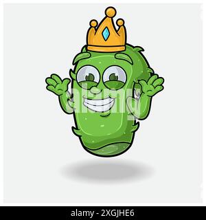 Cartoon personaggio di aloe vera Mascot con espressione "non so sorriso". Per marchio, etichetta, imballaggio e prodotto. Illustrazioni vettoriali Illustrazione Vettoriale