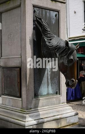 La fontana a cavallo nella città di Bruges, Belgio, parte di un sito patrimonio dell'umanità. Foto Stock