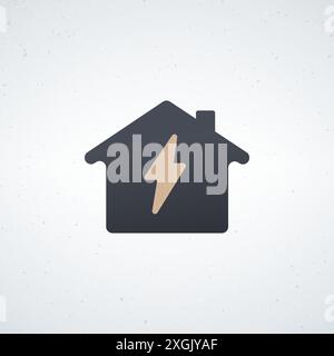 Energia elettrica solare per la casa. energia rinnovabile, casa ecologica. Illustrazione vettoriale di stock isolata su sfondo bianco. Illustrazione Vettoriale