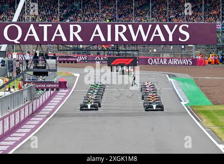 Towcester, Regno Unito. 7 luglio 2024. Partenza del Gran Premio di Gran Bretagna della Qatar Airways di Formula 1 a Silverstone, Towcester, Northamptonshire, Regno Unito. Crediti: LFP/Alamy Live News Foto Stock