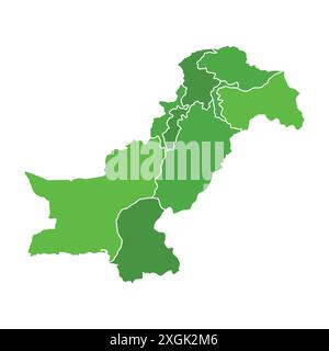 Geografia icona del vettore della mappa pakistana. Mappa del Pakistan. Mappa dettagliata del Pakistan Illustrazione Vettoriale