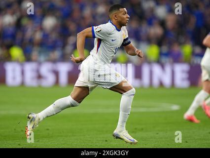 Il francese Kylian Mbappe durante la semifinale di UEFA Euro 2024 alla Munich Football Arena, in Germania. Data foto: Martedì 9 luglio 2024. Foto Stock