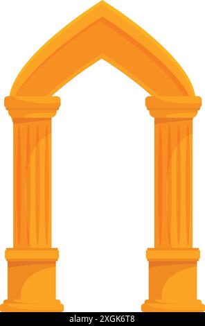 Maestoso arco dorato si erge alto, con le sue colonne ornate che emettono un'aura di grandezza Illustrazione Vettoriale