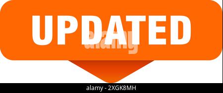 adesivo aggiornato. segnale aggiornato su sfondo trasparente. pulsante rettangolare Illustrazione Vettoriale