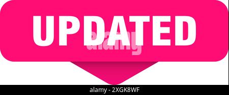 adesivo aggiornato. segnale aggiornato su sfondo trasparente. pulsante rettangolare Illustrazione Vettoriale