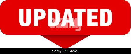 adesivo aggiornato. segnale aggiornato su sfondo trasparente. pulsante rettangolare Illustrazione Vettoriale