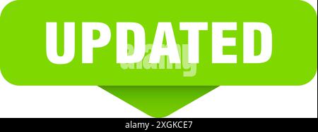 adesivo aggiornato. segnale aggiornato su sfondo trasparente. pulsante rettangolare Illustrazione Vettoriale