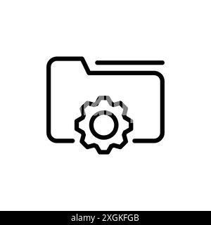 Logo dell'icona di gestione dei dati, contorno vettoriale in bianco e nero Illustrazione Vettoriale