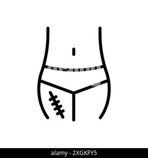 Icona di rimozione della cicatrice bordo vettoriale del logo in bianco e nero Illustrazione Vettoriale