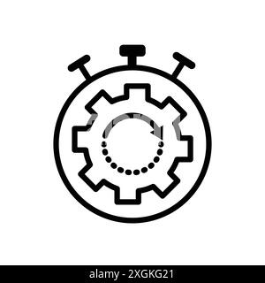 Il logo dell'icona di elaborazione rapida indica il contorno vettoriale in bianco e nero Illustrazione Vettoriale