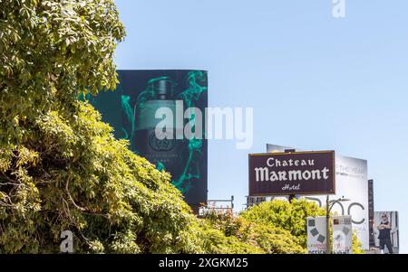 Insegna Chateau Marmont su Sunset Boulevard Hollywood California Foto Stock