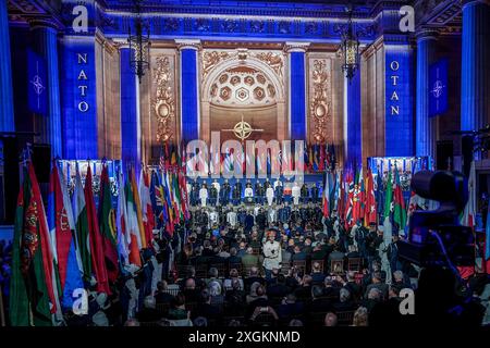 Washington, Stati Uniti. 9 luglio 2024. La NATO celebra il suo 75° anniversario all'inizio del vertice. Il vertice NATO dura fino all'11.07.2024. Crediti: Kay Nietfeld/dpa/Alamy Live News Foto Stock