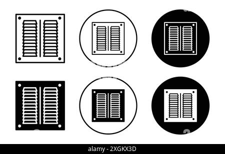 Logo icona di scarico dell'aria bordo vettoriale in bianco e nero Illustrazione Vettoriale