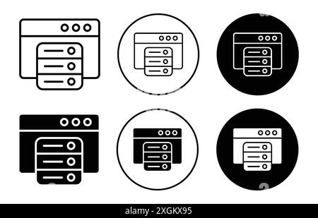 Icona di memorizzazione nella cache, logo, contorno vettoriale in bianco e nero Illustrazione Vettoriale