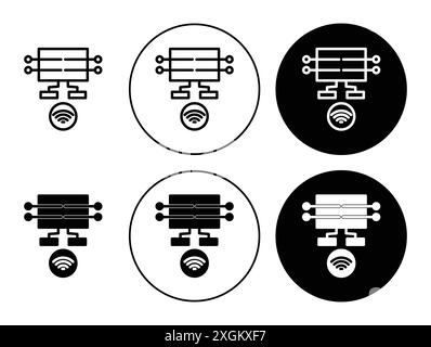 il logo dell'icona dello streaming di dati indica il contorno vettoriale in bianco e nero Illustrazione Vettoriale