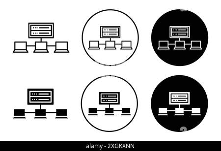 Il logo dell'icona Edge Computing indica il contorno vettoriale in bianco e nero Illustrazione Vettoriale