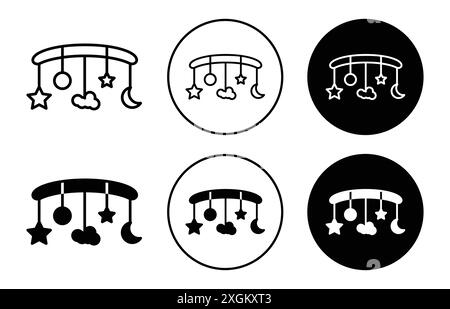 Simbolo ninnananna del giocattolo, logo, contorno vettoriale in bianco e nero Illustrazione Vettoriale
