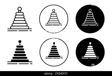 Simbolo del logo Pyramid Toy contorno vettoriale in bianco e nero Illustrazione Vettoriale